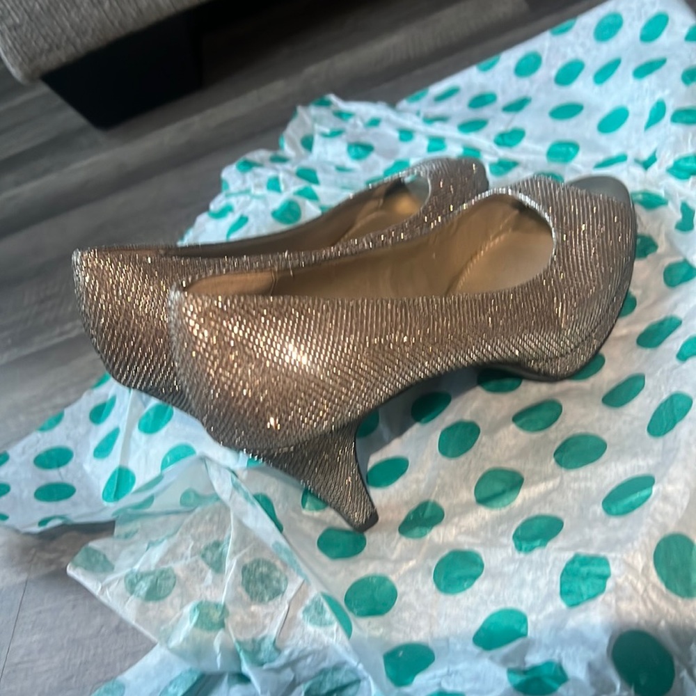 Gold Shimmer Platform Pumps
